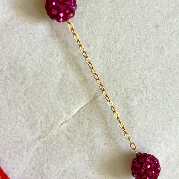โ21k solid gold bracelet with swarovski fuchsia ball - Picture 4 of 13
